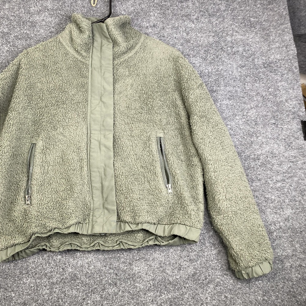 Vuori Sherpa Fleece Jacket Womens Medium Green Full Zip Lined Pockets Cozy - Picture 3 of 12